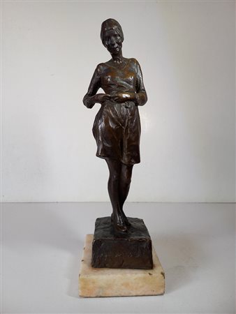 SANTE CALLEGARI (1881-1967) - Soprabito - Scultura in bronzo su base in marmo...