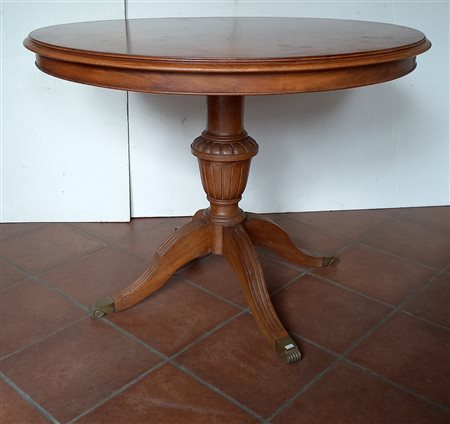 Tavolo rotondo a gamba centrale in legno di noce diametro cm.100 h.cm. 76