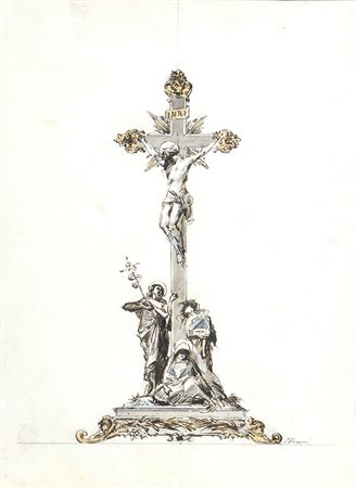 ETTORE FERRARI (Roma, 1845 - 1929): Crocifissione