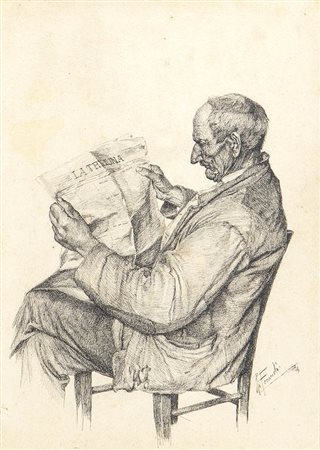 RUGGERO FOCARDI (Firenze, 1864  - Livorno, 1934): Anziano in lettura