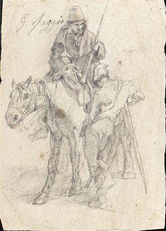 GIUSEPPE RAGGIO (Chiavari, 1823 - Roma, 1916): Buttero a cavallo