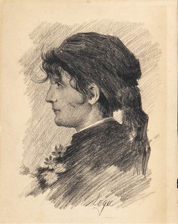 ATTR. SILVESTRO LEGA (Modigliana, 1826 - Firenze, 1895) : Profilo di donna