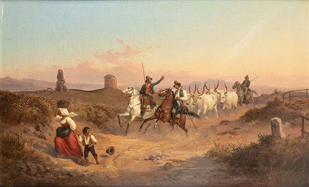 CARL CHRISTIAN VOGEL VON VOGELSTEIN (Wildenfels, 1788 - Monaco di Baviera, 1868): Mandriani con buoi