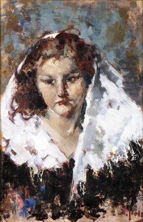VINCENZO IROLLI (Napoli, 1860 - 1949): Mezzobusto femminile