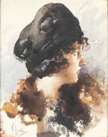 VINCENZO IROLLI (Napoli, 1860 - 1949): Ritratto femminile