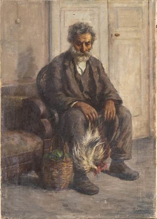 GARIBALDI GARIANI (Catanzaro, 1862 – 1930): L’anticamera dell’avvocato (Vecchio contadino in sala d’attesa)
