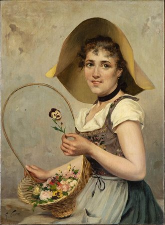 ATTR. FRANCESCO VINEA  (Forlì, 1845 - Firenze, 1902)
: Fanciulla con canestro di fiori
