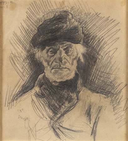 ARTURO RIETTI  (Trieste, 1863 - Fontaniva, 1943): Ritratto di uomo anziano, 1889