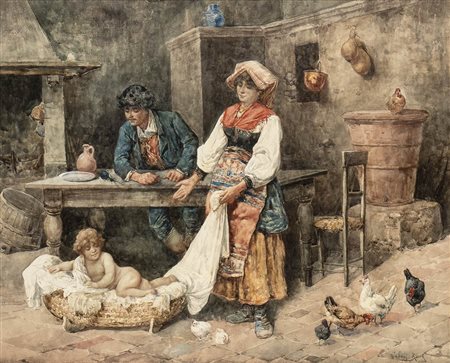 GIUSEPPE GABANI (Senigallia, 1846 - Roma, 1900) : Famiglia contadina