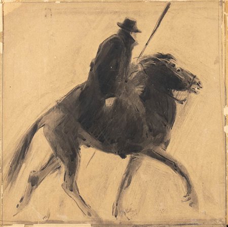 DUILIO CAMBELLOTTI (Roma, 1876 - 1960): Cavaliere a cavallo