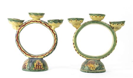 AVALLONE - VIETRI: Coppia di candelabri 