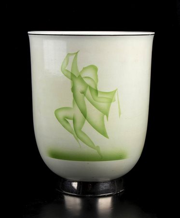 ANGELO SIMONETTO (Venezia, 1906 - 1961): Vaso con ballerine, Galvani Pordenone 1930