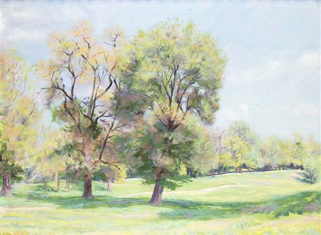 LUCE BALLA (Roma, 1904 - 1994): Luce d'Aprile, Villa Borghese, 1947