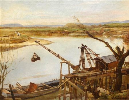 ANTONIO BARRERA (Roma, 1871 - 1961): Il Tevere all’Acqua Acetosa