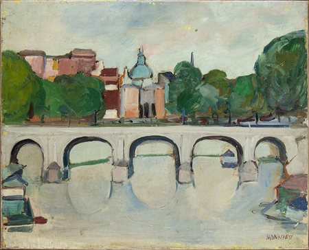 SANTE MONACHESI (Macerata, 1910 - Roma,  1991): Ponte romano