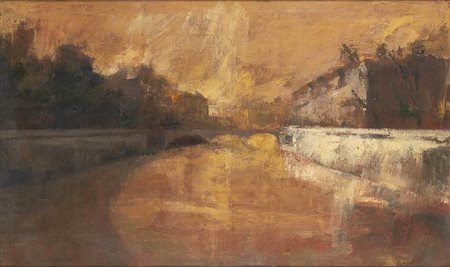 UGO ATTARDI (Sori, 1923 – Roma, 2006): Tramonto sul Lungotevere