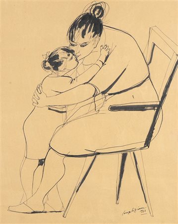 GIOVANNI CONSOLAZIONE (Gravina in Puglia, 1908 - Roma, 1964) : Maternità, 1952