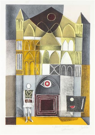 FRANCO GENTILINI (Faenza, 1909 - Roma, 1981): Cattedrale gotica