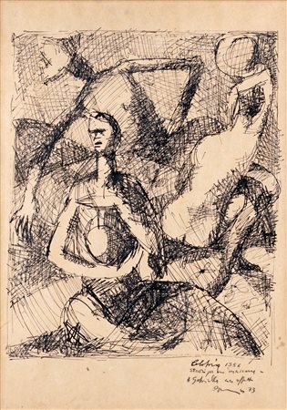 Ennio Calabria, Studio per un incisione, 1956