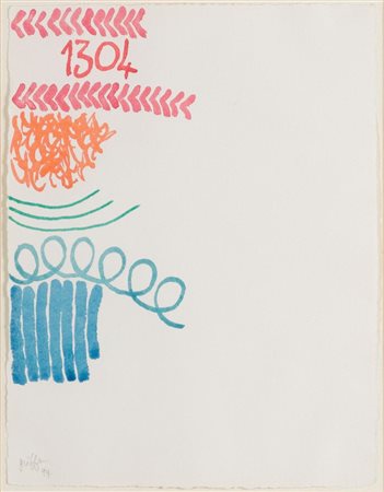 Giorgio Griffa “Tre linee con arabesco 1304” 1994