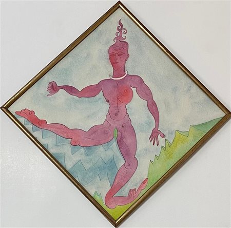 Luigi Ontani “Colosso rosso con collana d’osso” 1984