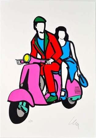 Marco Lodola “Coppia in vespa”