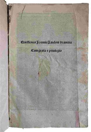 JOHANNES DE JANDUNO: Quaestiones De Anima, Venezia, Heredes Octaviani Scoti, 1501