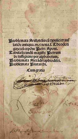 ARISTOTELES: Problemata Cum Duplici Translatione, Venezia, Per Bonetum Locatellum, 1501