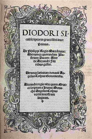 DIODORUS SICULUS: Libri Duo, Venezia, Apud Ioannem De Rusconibus, 1518