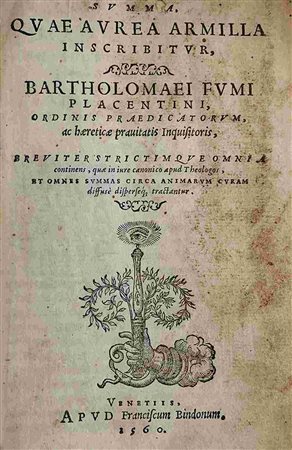 BARTOLOMEO FUMO: Summa Armilla, Venezia, Francesco Bindoni, 1560