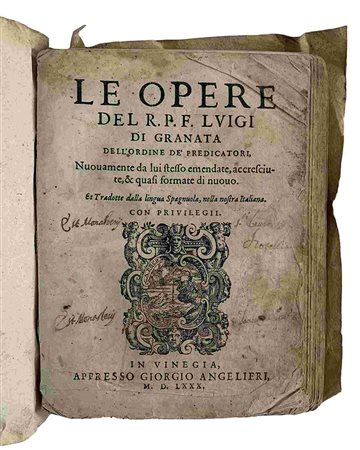 LUIGI GRANATA: Le Opere, Venezia, Appresso Giorgio Angelieri, 1580