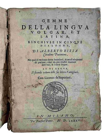 ALBERTO BISSA: Gemme Della Lingua Volgare, Milano, Pacifico Pontio, 1585
