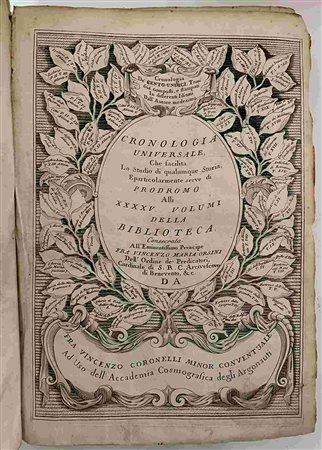 VINCENZO MARIA CORONELLI: Cronologia Universale, Venezia, S.T., 1707