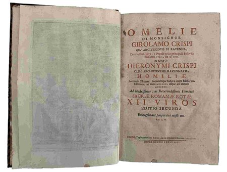 CRISPI. GIROLAMO: Omelie, Roma, Antonius De Rubeis, 1733