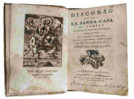 GIUSEPPE MARIANO PARTENIO: Discorso Sopra La Santa Casa, Loreto, Federico Sartori, 1782