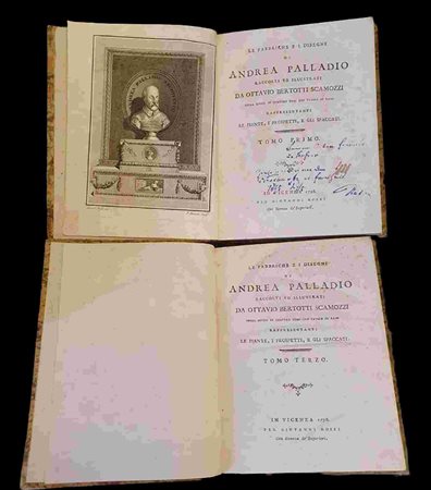 OTTAVIO BERTOTTI SCAMOZZI (1719-1790): Le fabbriche e I disegni di Andrea Palladio. Tomi primo- quarto. In Vicenza, per Giovanni Rossi, 1796