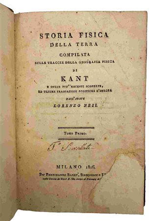 LORENZO NESI: Storia Fisica Della Terra, Milano, Per Ferdinando Baret, 1816