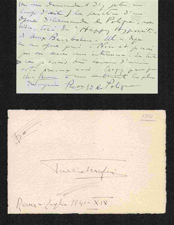 EDMOND DE POLIGNAC: Una lettera autografa e un biglietto con firma, scritti dall’aristocratico e compositore francese, datati 1908 e 1941. Il compositore era noto nei salotti culturali dell’epoca come