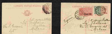 MARCO ENRICO BOSSI: Due cartoline postali indirizzate a Luigi Fontana, padre dell’artista Lucio Fontana fondatore del movimento spazialista, datate 1923.