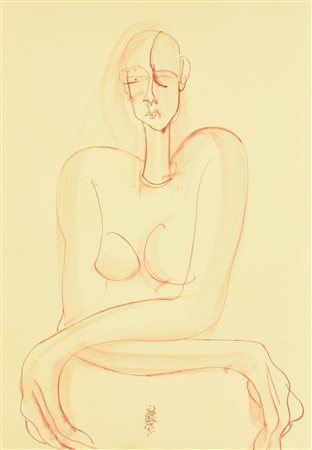 GIANBAR (Gianni Baretta) FIGURA CON BRACCIA INCROCIATE tecnica mista su...