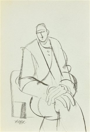 GIANBAR (Gianni Baretta) CESARE carboncino su cartoncino, cm 50x35 firma sul...