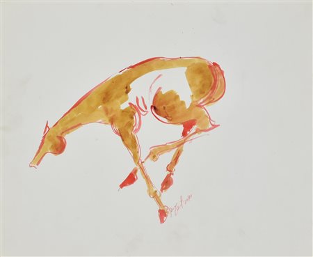 Piero Cerato CAVALLO tecnica mista su carta, cm 39x49 firma e data eseguita...