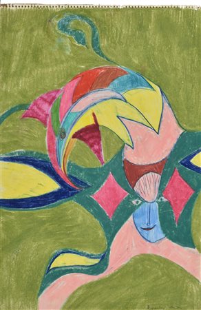 Dando ACQUARIUS tecnica mista su carta, cm 50,2x35,7 firma e titolo L'opera...