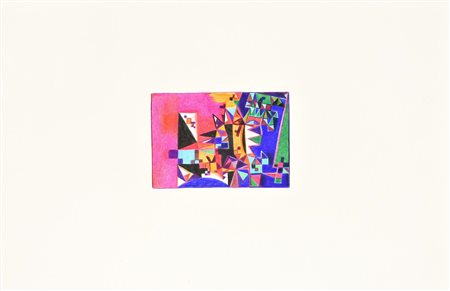 Enzo Branca ASTRATTO matite colorate su carta, cm 50x33 sul retro: firma e...