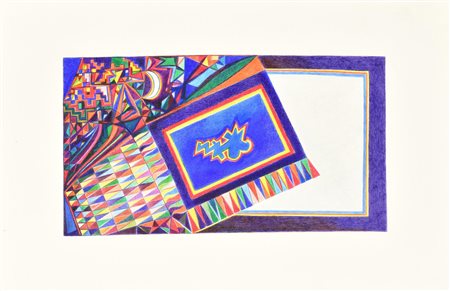 Enzo Branca ASTRATTO matite colorate su carta, cm 50x33 sul retro: firma,...