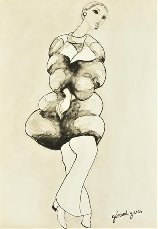 Sebastian GERARD YVES china acquarellata su carta, cm 52x37 titolo sul retro:...