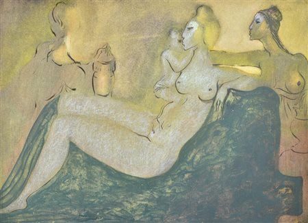 Sebastian AL MATTINO tecnica mista su carta, cm 50x70 firma