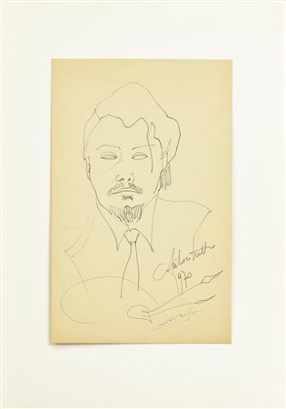 Giovanni Boffa AUTORITRATTO pennarello su cartoncino, cm 34x21,5 firma,...