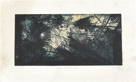 Ignoto NEI PELAGHI DEL CIELO tecnica mista su gesso, cm 27x44 firma, titolo e...