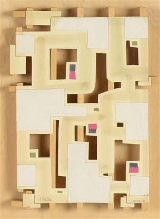 Piero Fonio STELLE applicazioni su legno, cm 56x46 firma, titolo e data...